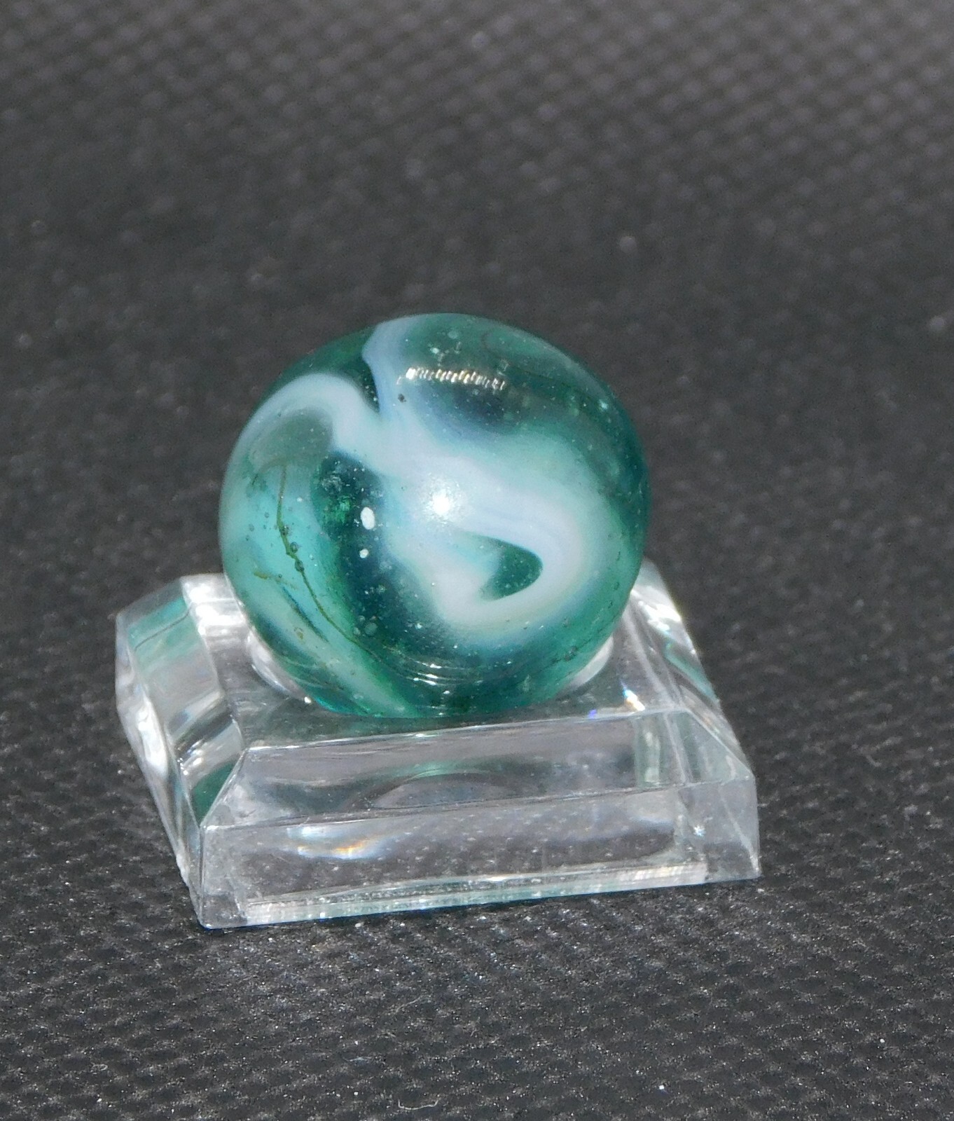 Vintage Marble Transparent Aqua Blue Grey White Slag Ground Pontil 0.62″ #0-75