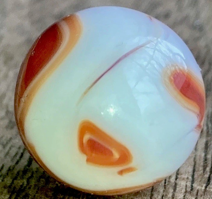Alley Agate—St. Mary’s Blood Orange Swirl Marble On White Base 15.58mm