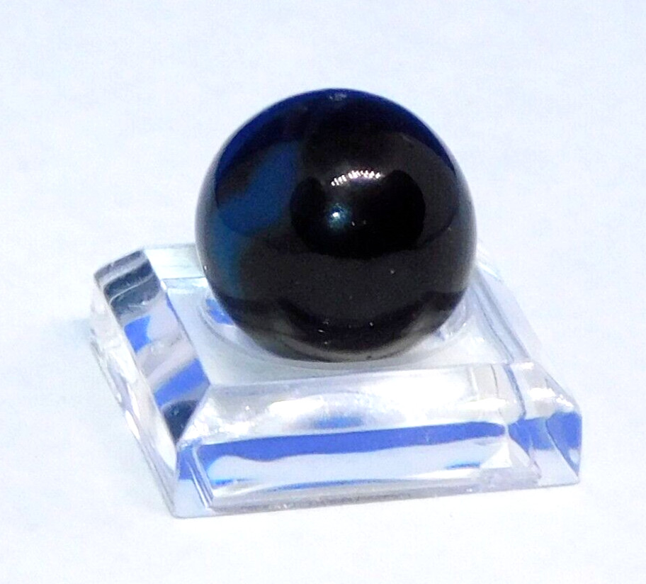 Vintage Marble Black Blue ‘9’ Opaque Swirl Christensen? Pontil NM+ 0.60″ #0-105