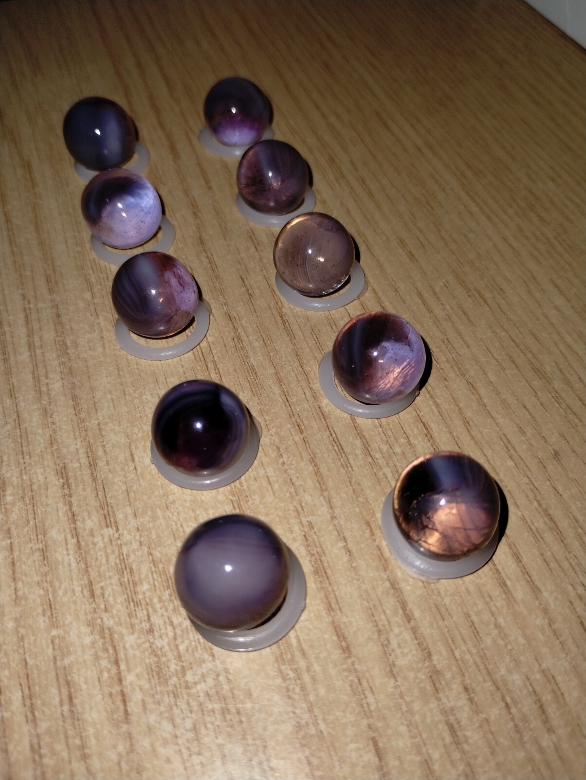 Vtg. Lot of 10 Purple Lavender Brushed Patch 9/16 Marbles (Vitro, MK, Champion)?