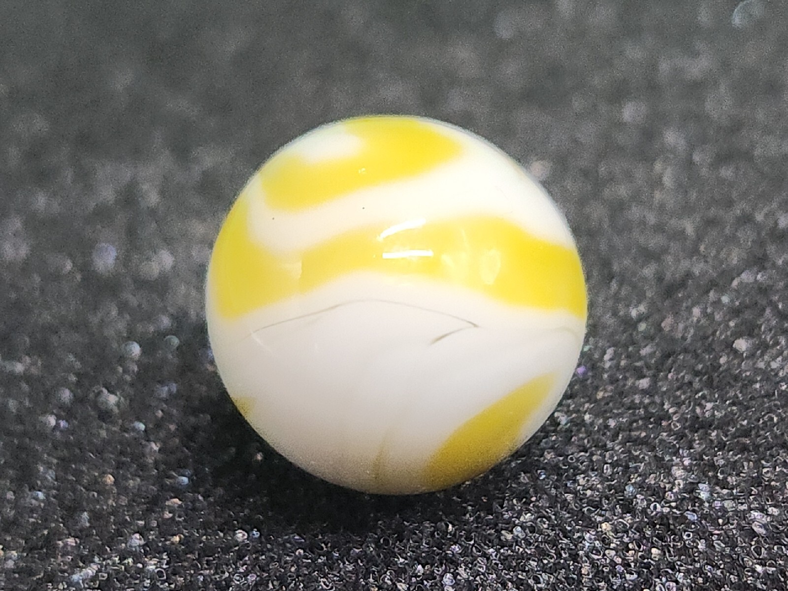 Vintage Art Glass Marble White Milk Cream Yellow Lemon Candy Jolly Rancher Swirl