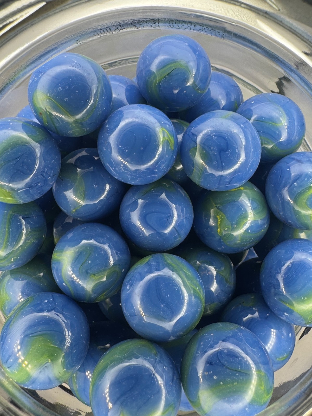 10x 5/8″ Jabo Classics Marbles Lot Earth Blue, Green UV Reactive