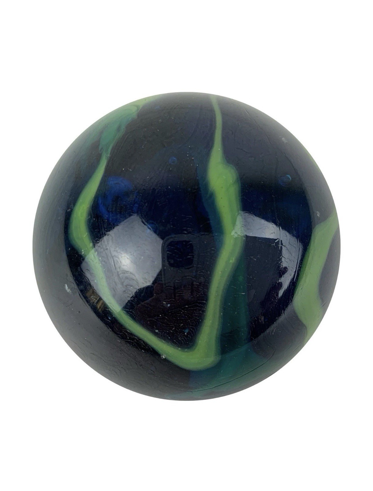 TOE BREAKER 50mm (2″) SEA TURTLE clear Blue/Green Marbles glass ball HUGE Swirl