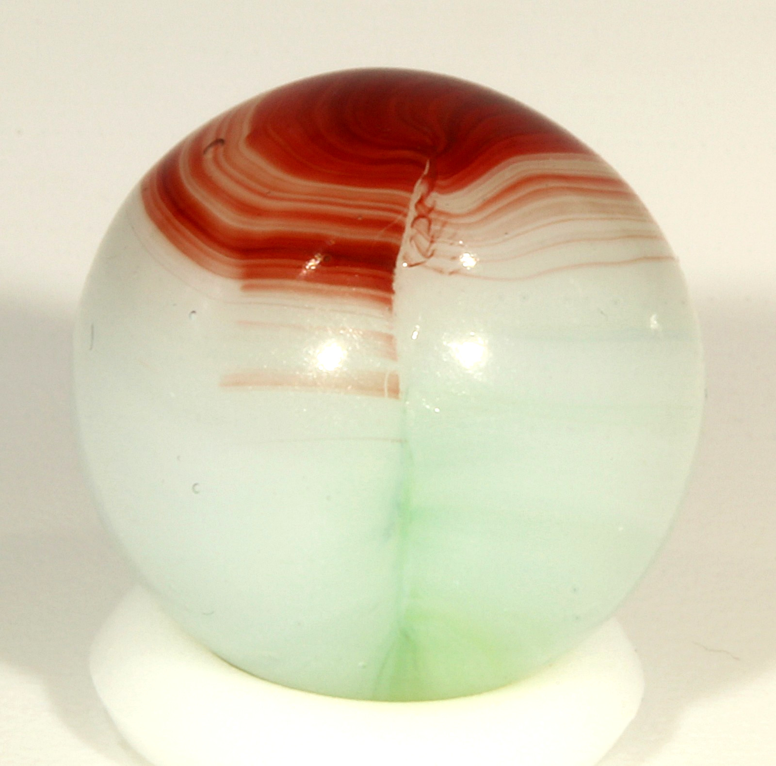 Akro Agate Green, Oxblood Patch Marble 9/16″- Mint