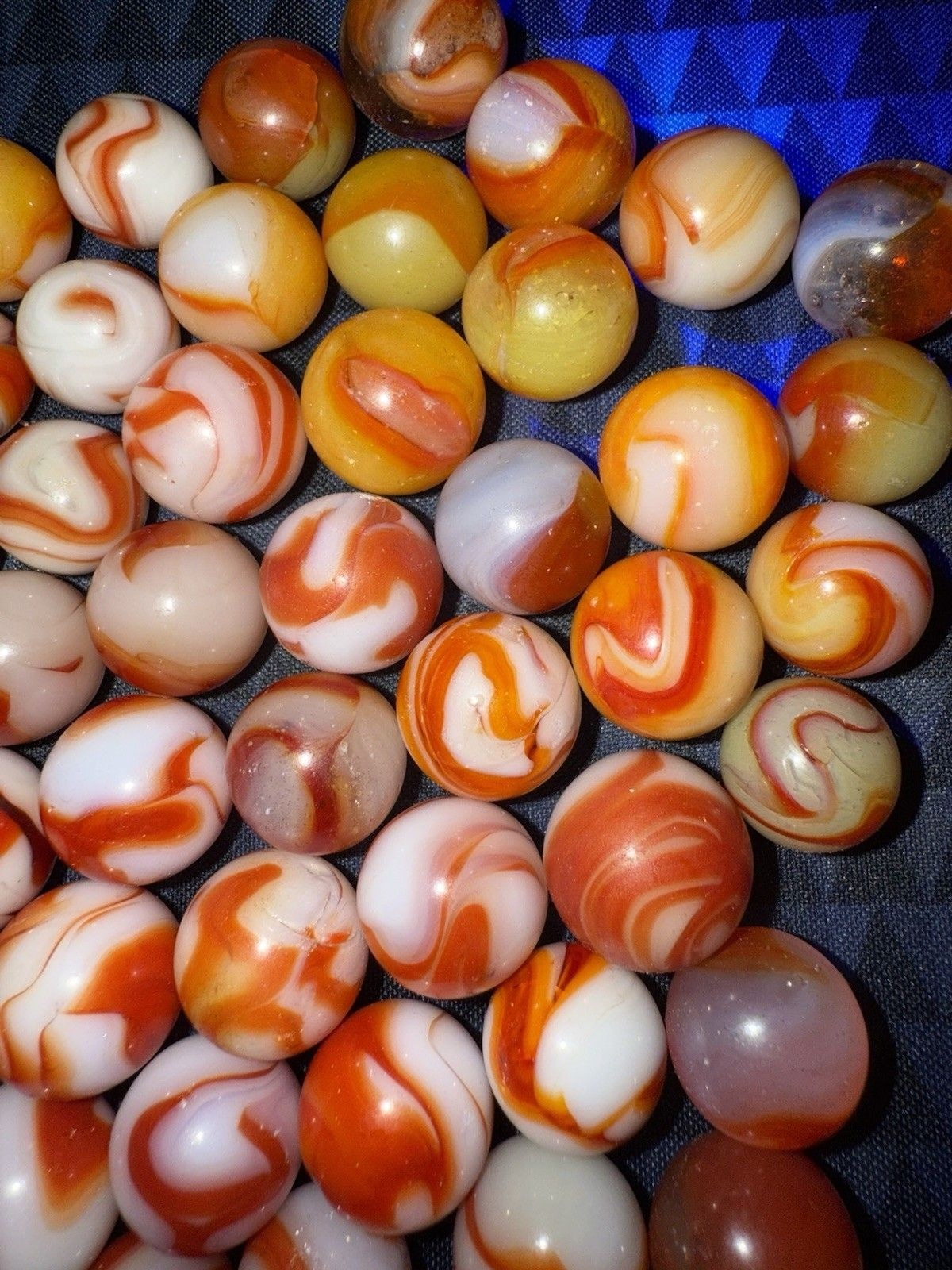 Huge VTG. Akro Agate, Peltier, Oxblood ?,Rainbow, Ravenswood,Glass Marble Of 64