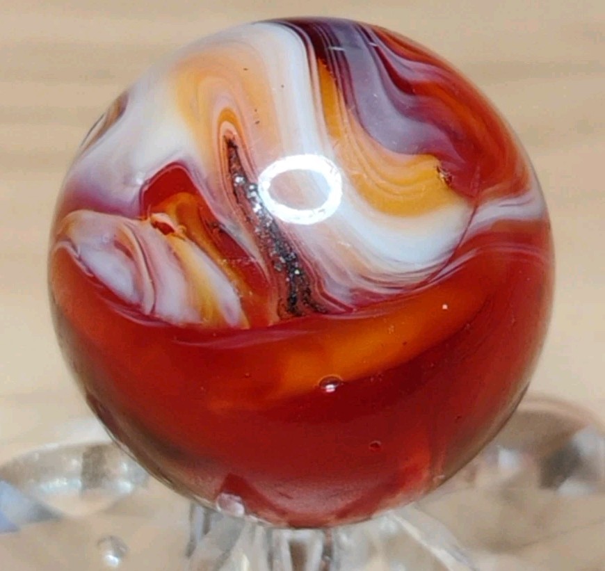 .67″ AVENTURINE💥 CHRISTENSEN/PELTIER MARBLES -ORANGE SLAG NM+ EXTREMELY RARE