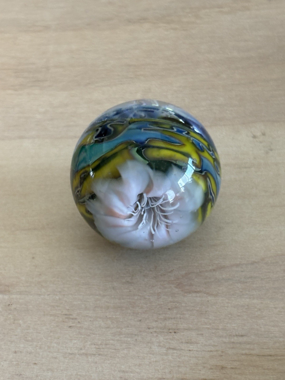 handmade art glass marble “Bi Polar Number 772” By Sara Sally LaGrand