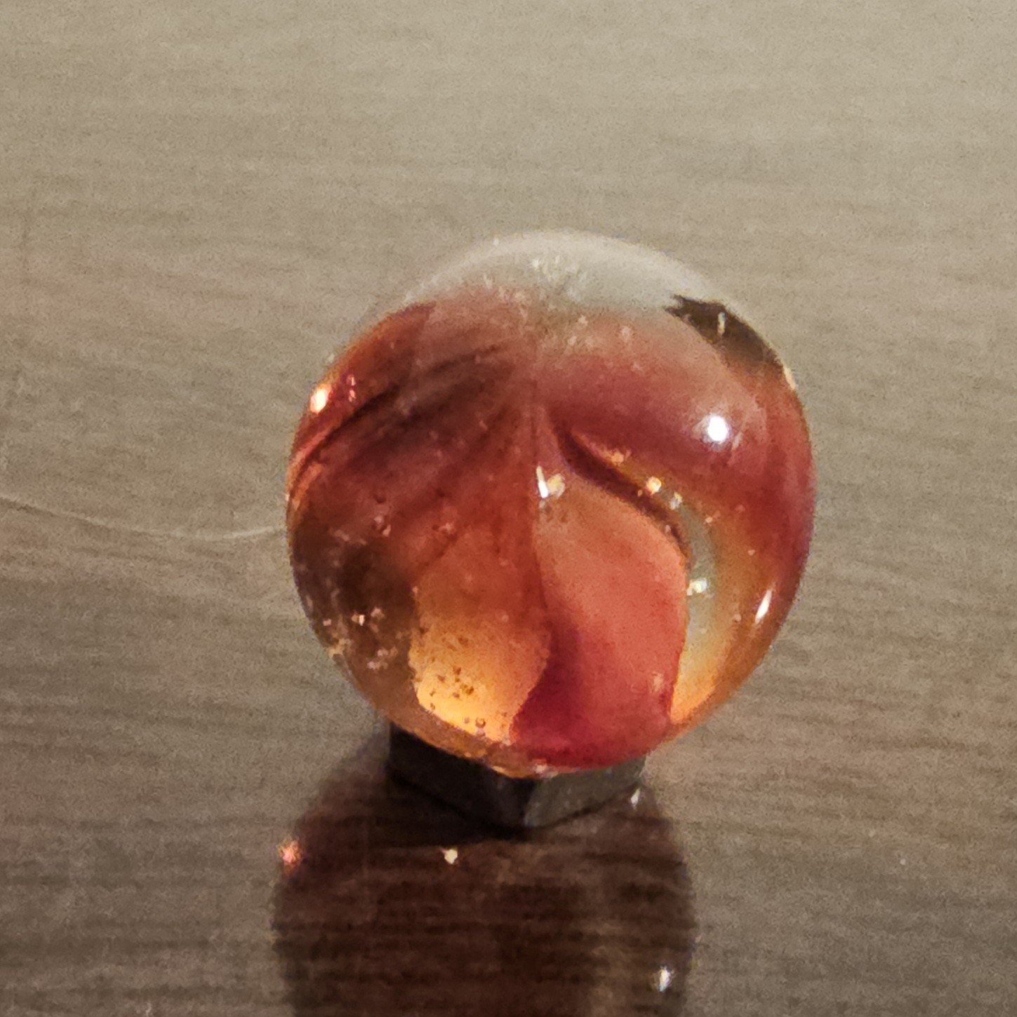 Vintage C. E. Bogard Rose Hybrid .625 Cats Eye in Clear Uranium Glass Marble