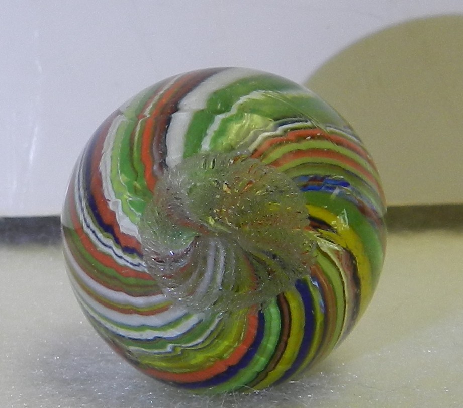 #19839m Colorful Vintage German Handmade Joseph’s Coat Shooter Marble .88 Inches