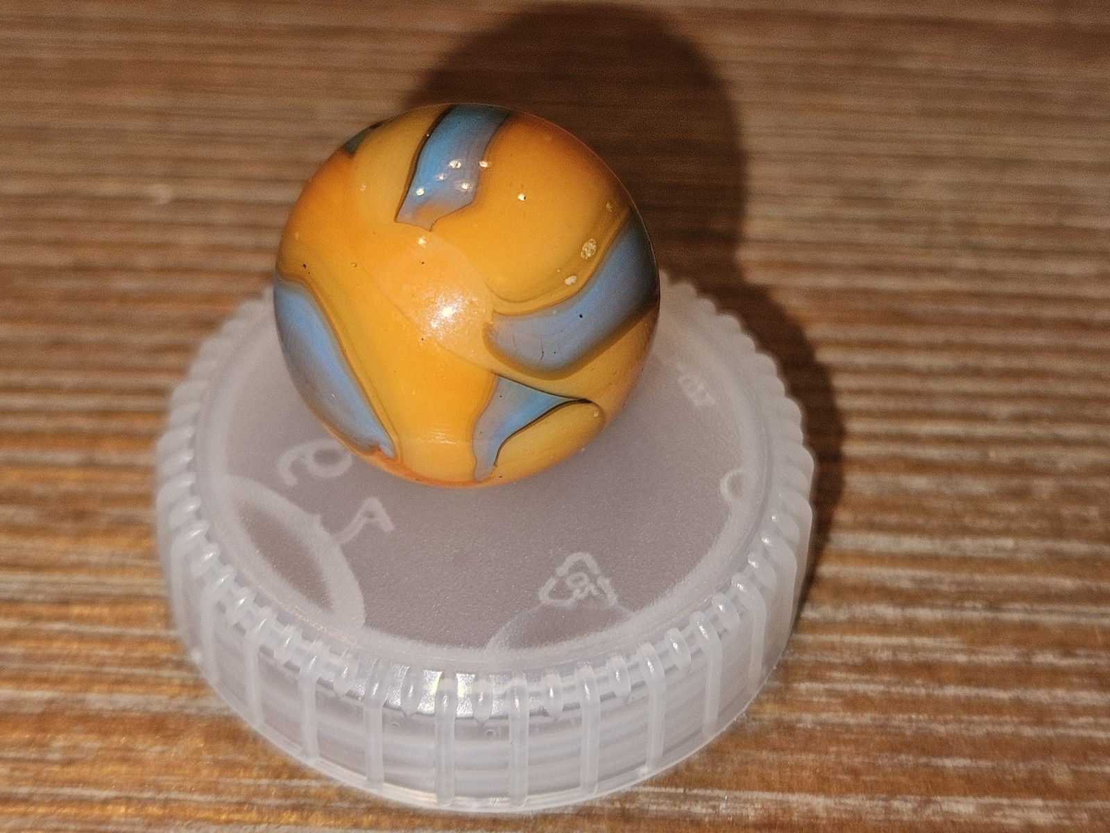 Unique Maui Fish Hook Swirl Orange and Blue Marble