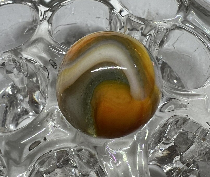 Vintage Marble Transparent Base Yellow Orange White A+ Peltier? Kokomo? Vitro?