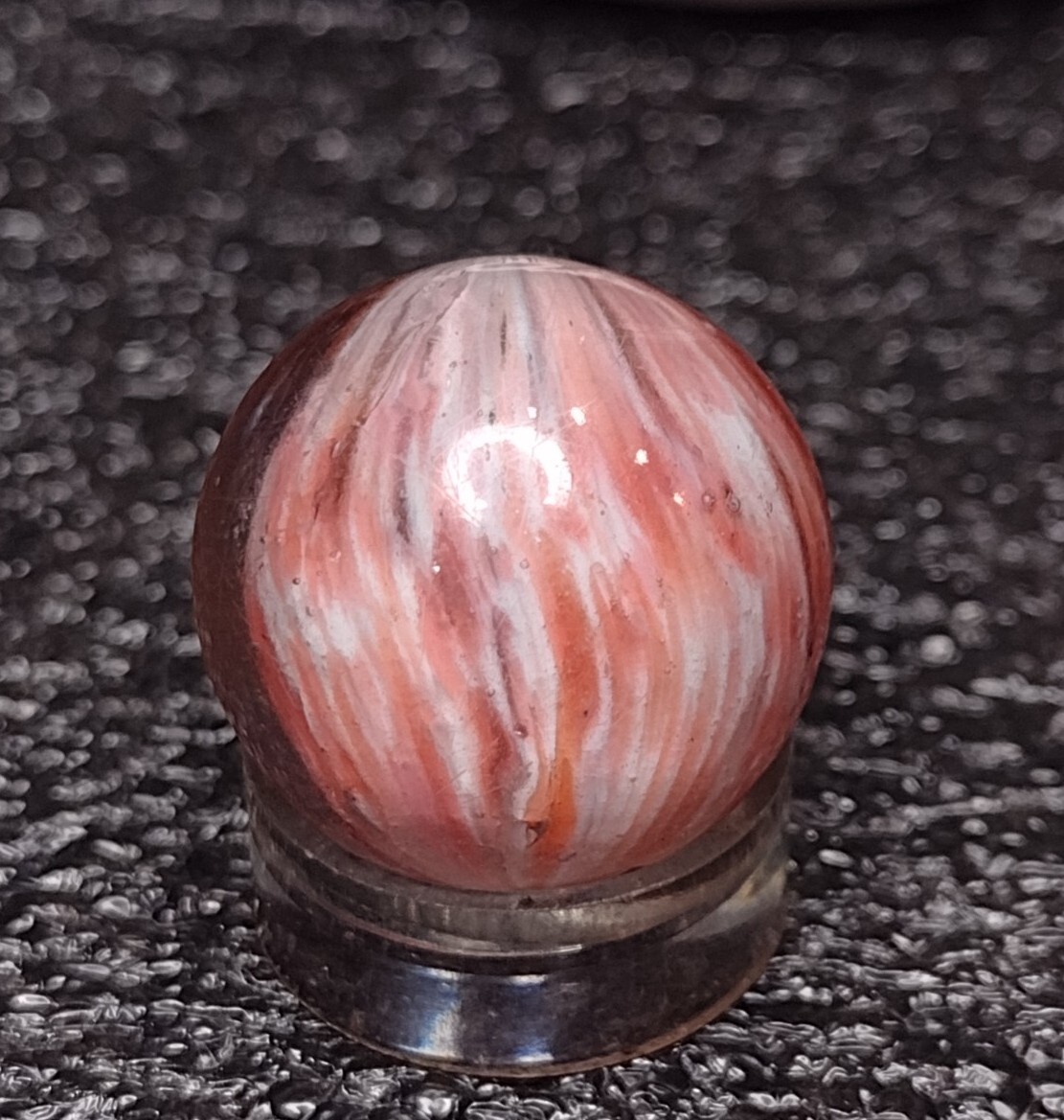 .70″ ✨☁️ SILVER MICA EOD Shrunken OnionSkin Swirl Antique Glass German Marbles