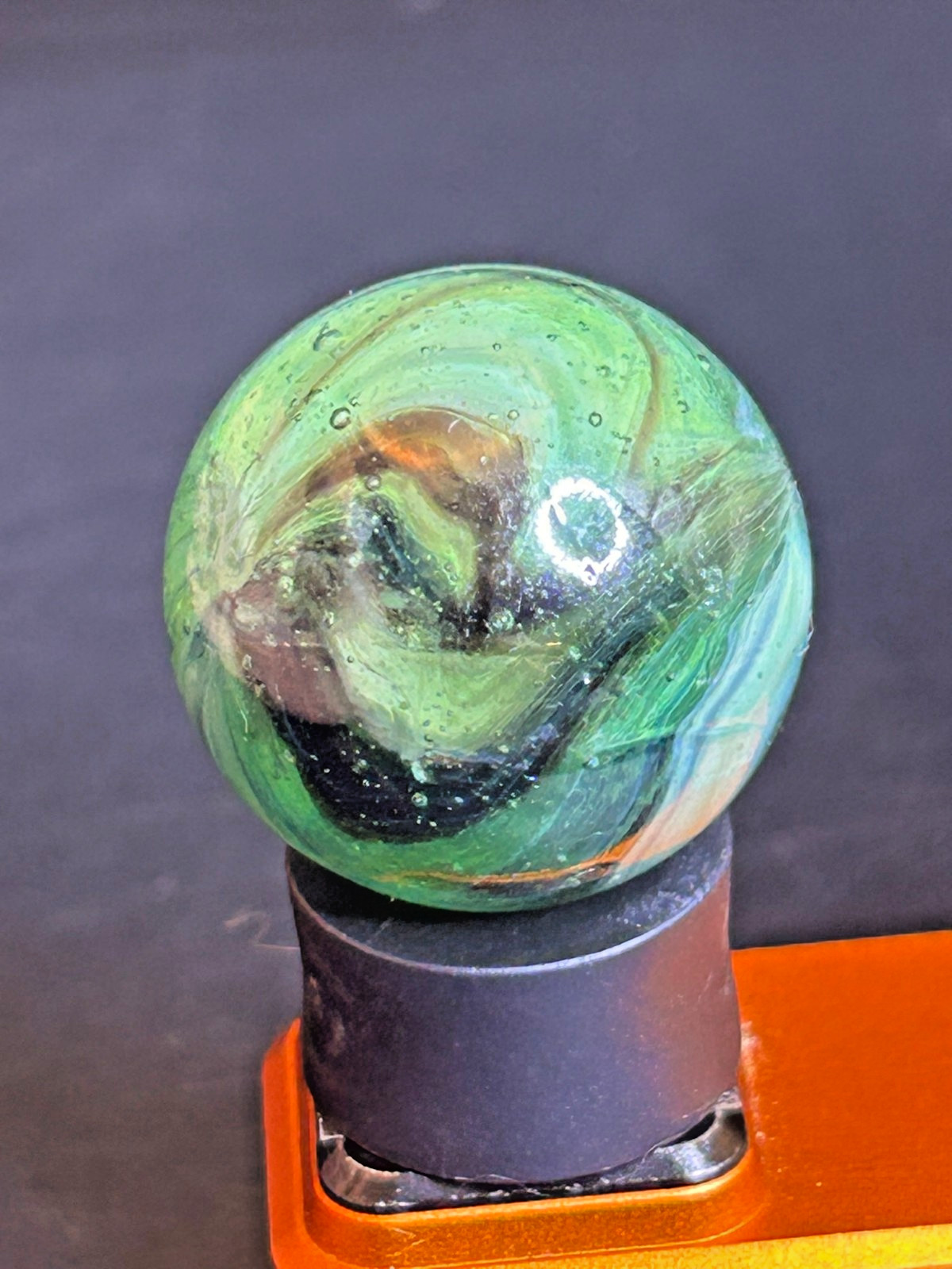 European Butterfly Sparkler Marble | Clear Base w/ Multi-Color Vanes | .96″ Shoo