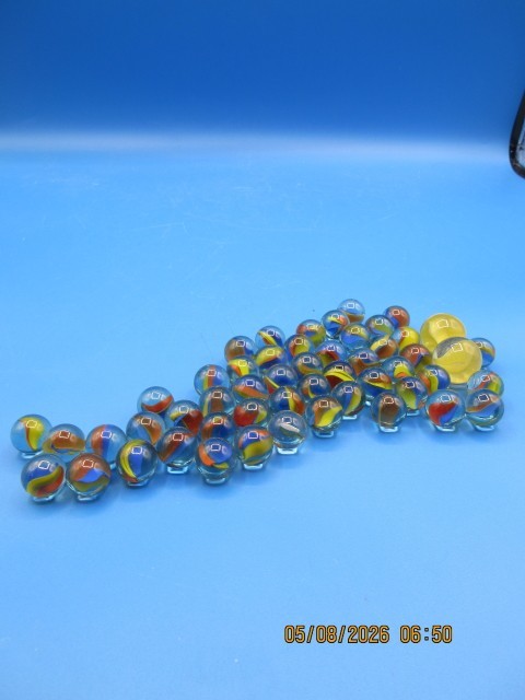 Cat Eye Marbles Glass Toy Pack of 50 Plus 2 Shooter Marbles