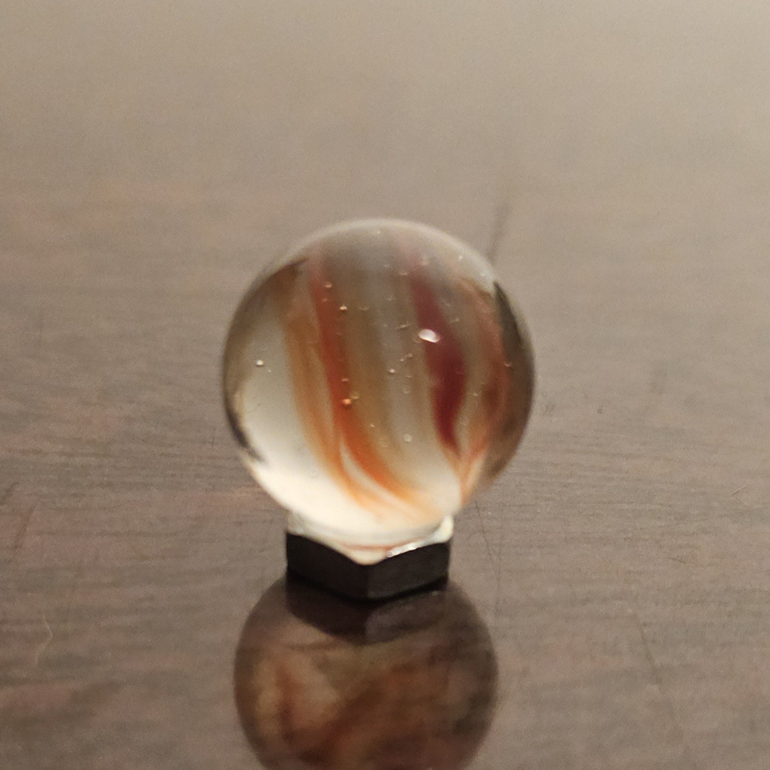 Vintage Vacor Red Spaghetti Ribbon .593″ Glass Marble