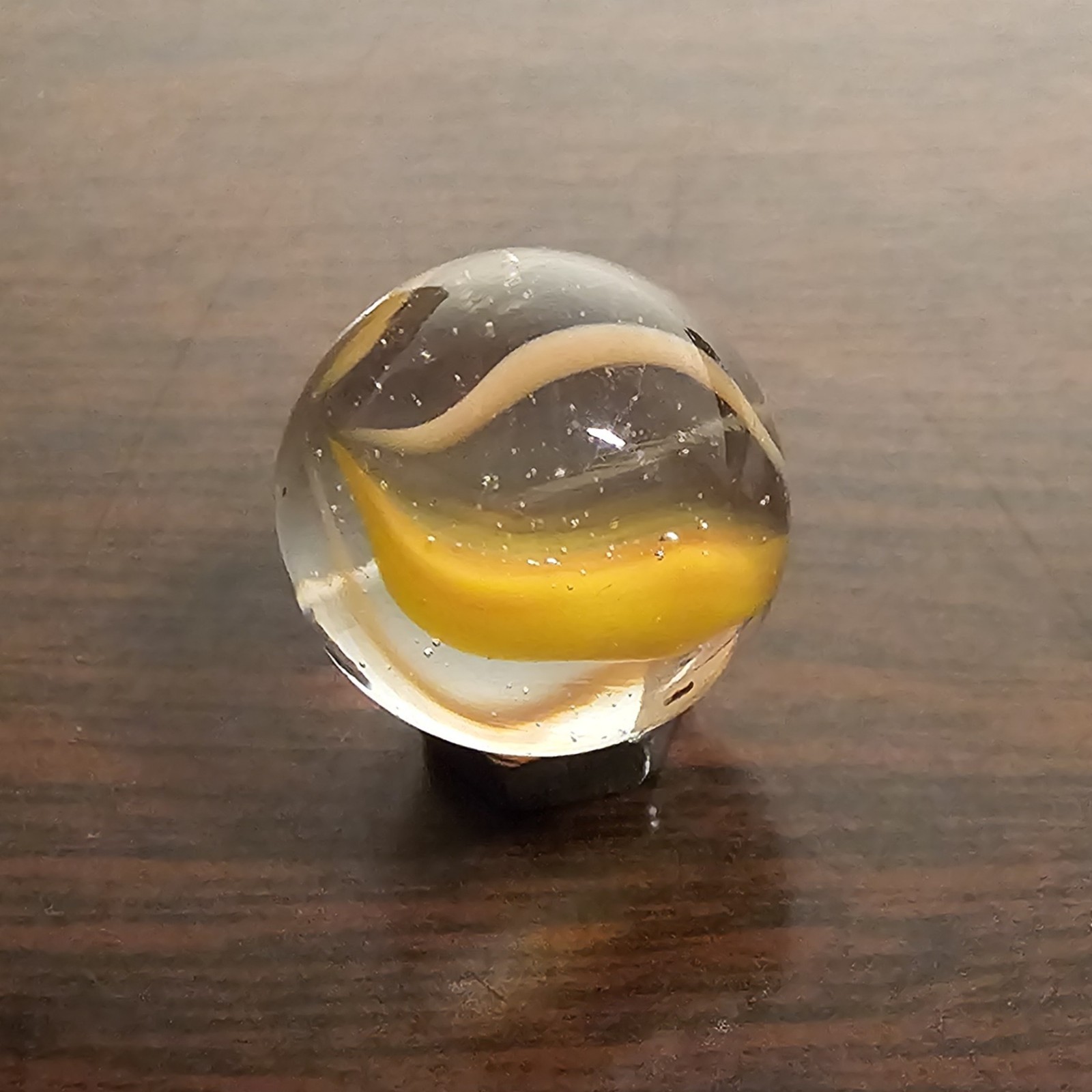 Vintage Vacor Orange Sherbert Spaghetti Ribbon .593″ Glass Marble