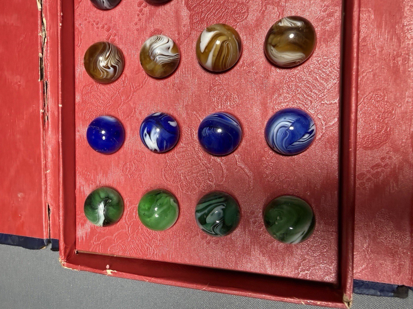Peltier Lucky Boy Champion Marble Set No. 28 Vintage SLAG Marbles