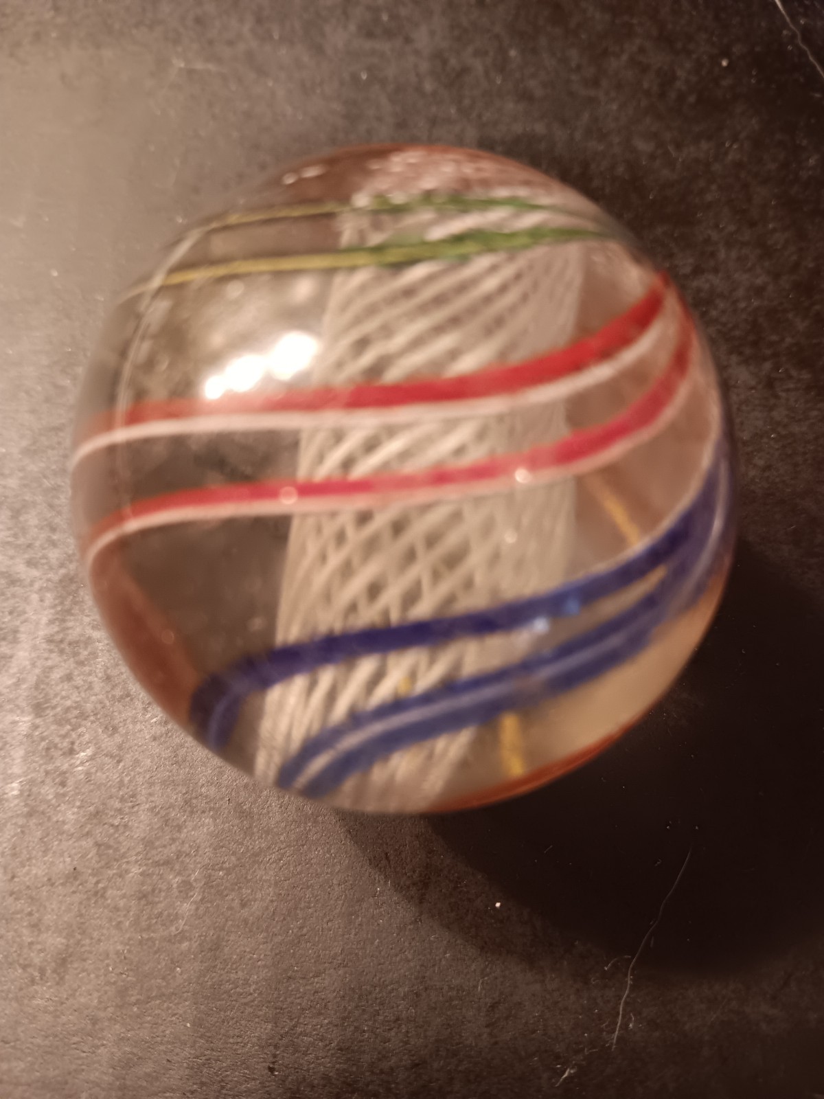 Handmade swirl Latticinio core Marble Vintage german Red Blue Green 1.84 inch