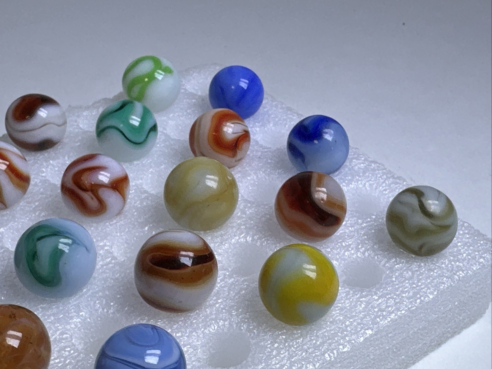 375 Lot Of 30 Vintage Heaton Agate Swirl Marbles!
