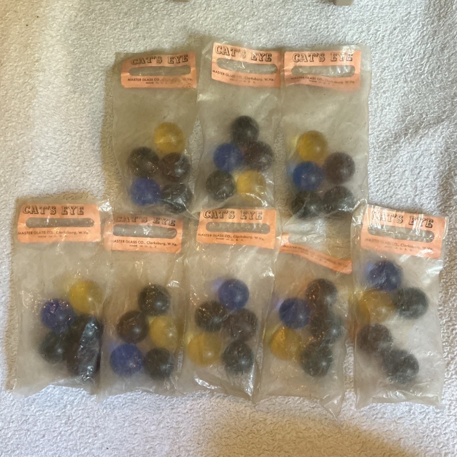 Vintage (1940-1969) Master Glass Co. Cat’s Eye Glass Marbles Lot of 8.