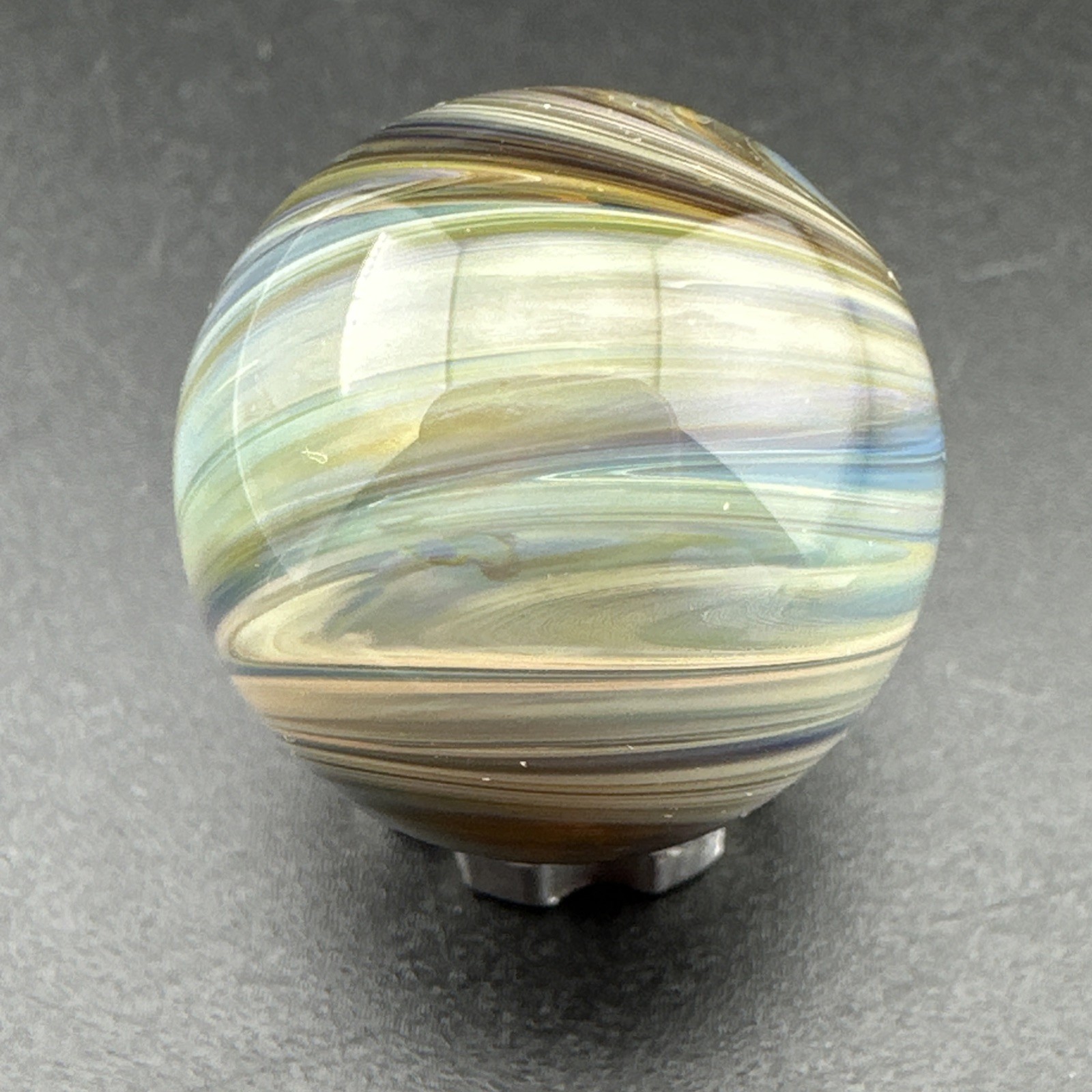 Contemporary Handmade Art Glass Marble .89″ Layered Swirl MIB, Boro Chaos Design