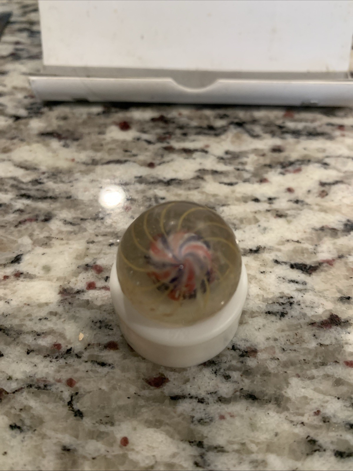 Antique German Handmade Caged Solid Core Swirl Peppermint Near Mint 22mm- .87 In