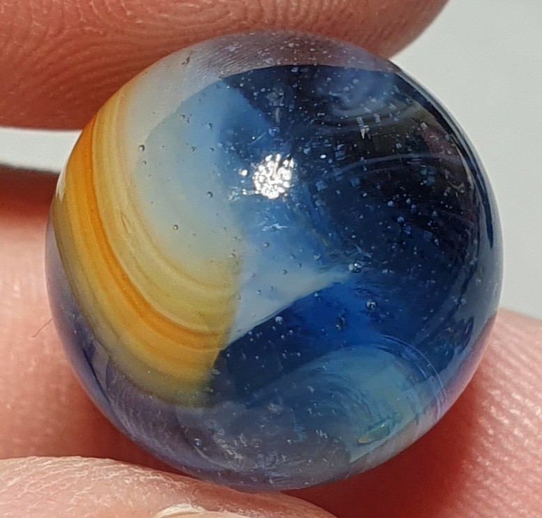 19/32+” Vibrant Japanese Mushroom Patch 1940s Vintage Marbles MINT