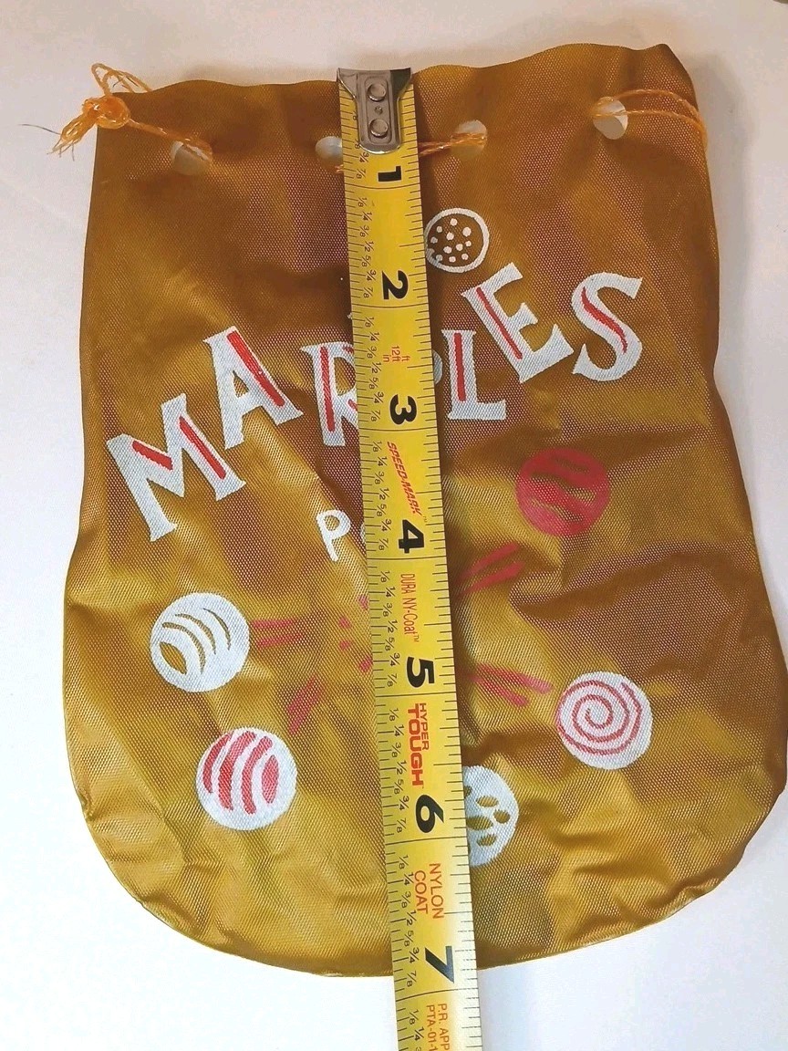 1970s Vinyl Marbles Bag Pouch and Original Marbles Inside. Vintage Toys / Games