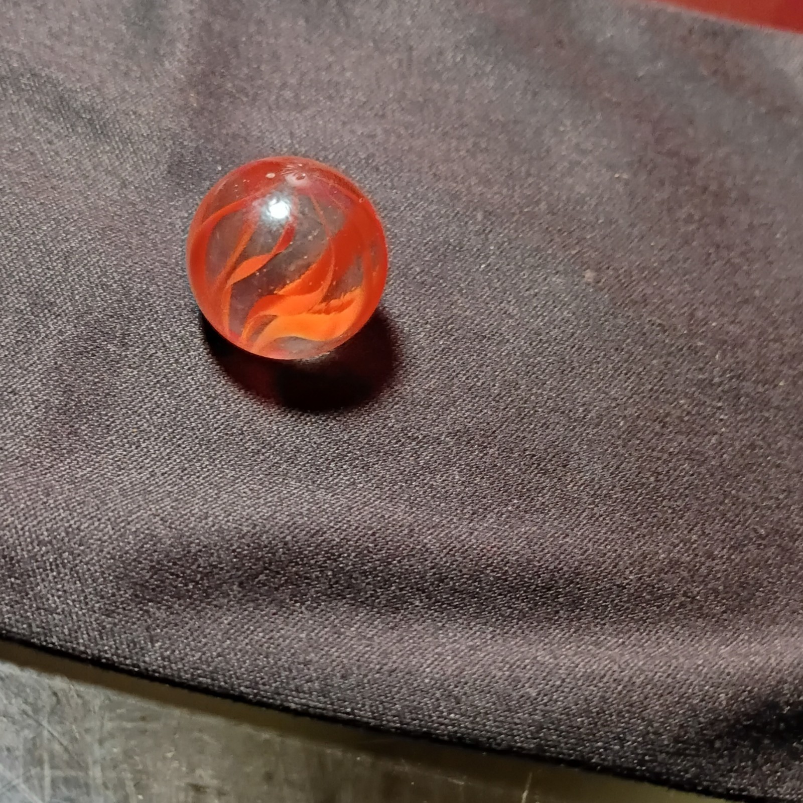 Single Machine Made Glass Swirl Toy Marble, Orange Swirl, Ages 4-7 & 8-11