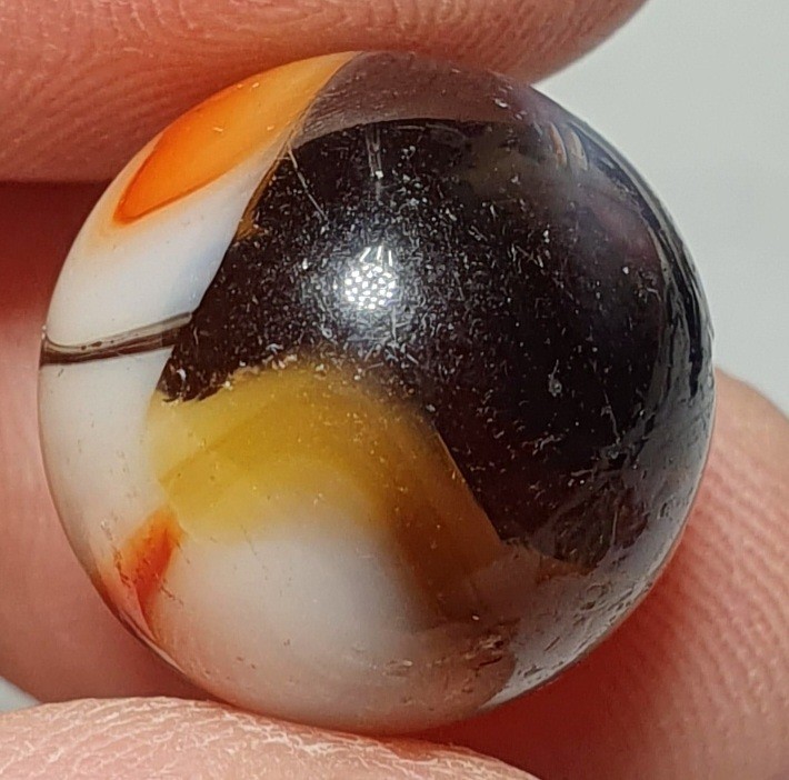 19/32″ Vivid Japanese Mushroom Patch 1940s Vintage Marbles CNM/NM+