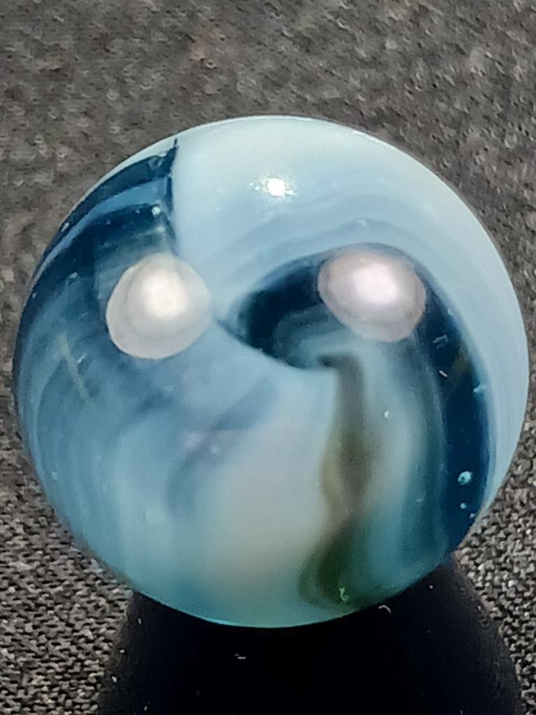 Vitro Agate .53″ Aqua Black Tri-Lite Near Mint Condition Serious Marble A256