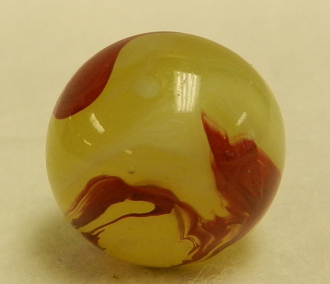 #20321m Large .75 In Vintage Akro Agate Lemonade Oxblood Shooter Marble NM