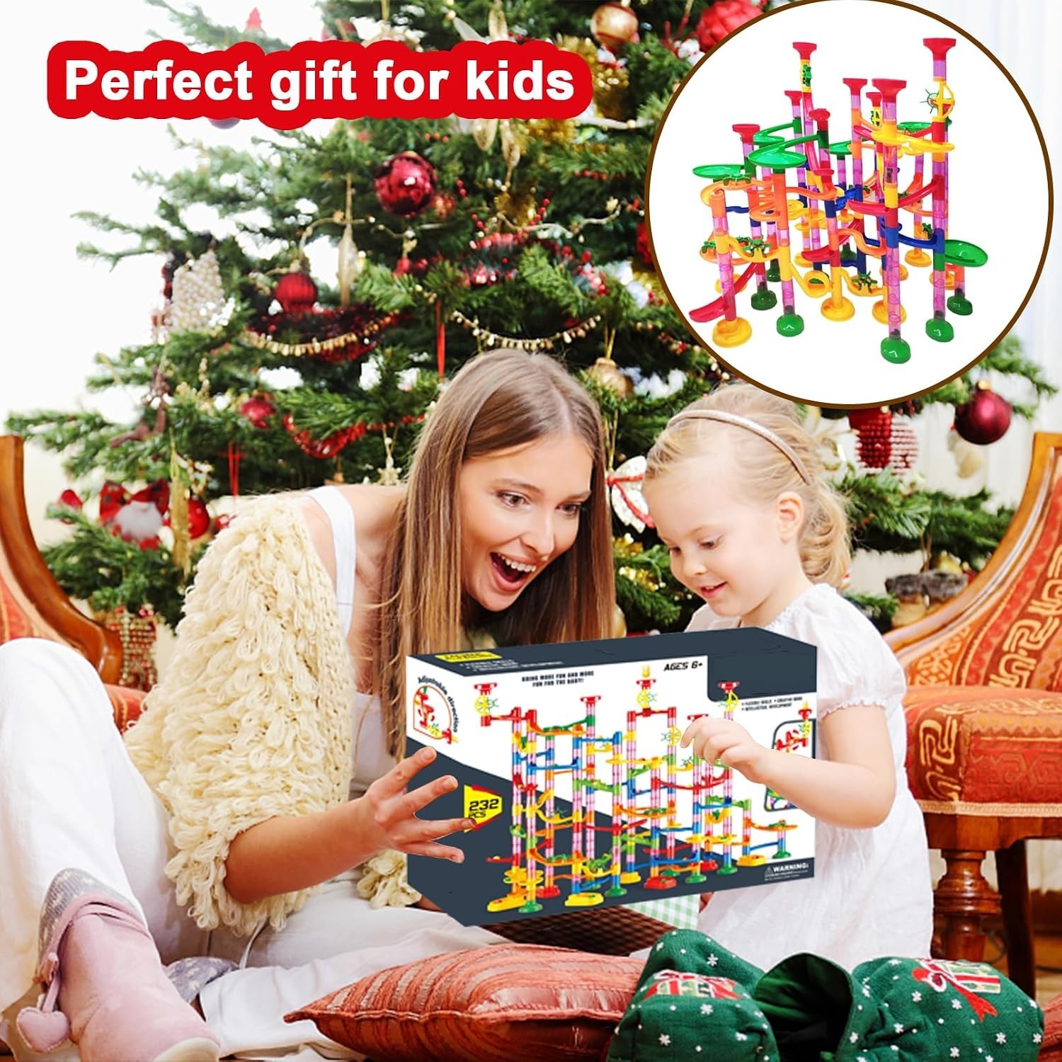 Marble Toy Building Set – 232 PCS STEM Fun with 45 Colorful Marbles