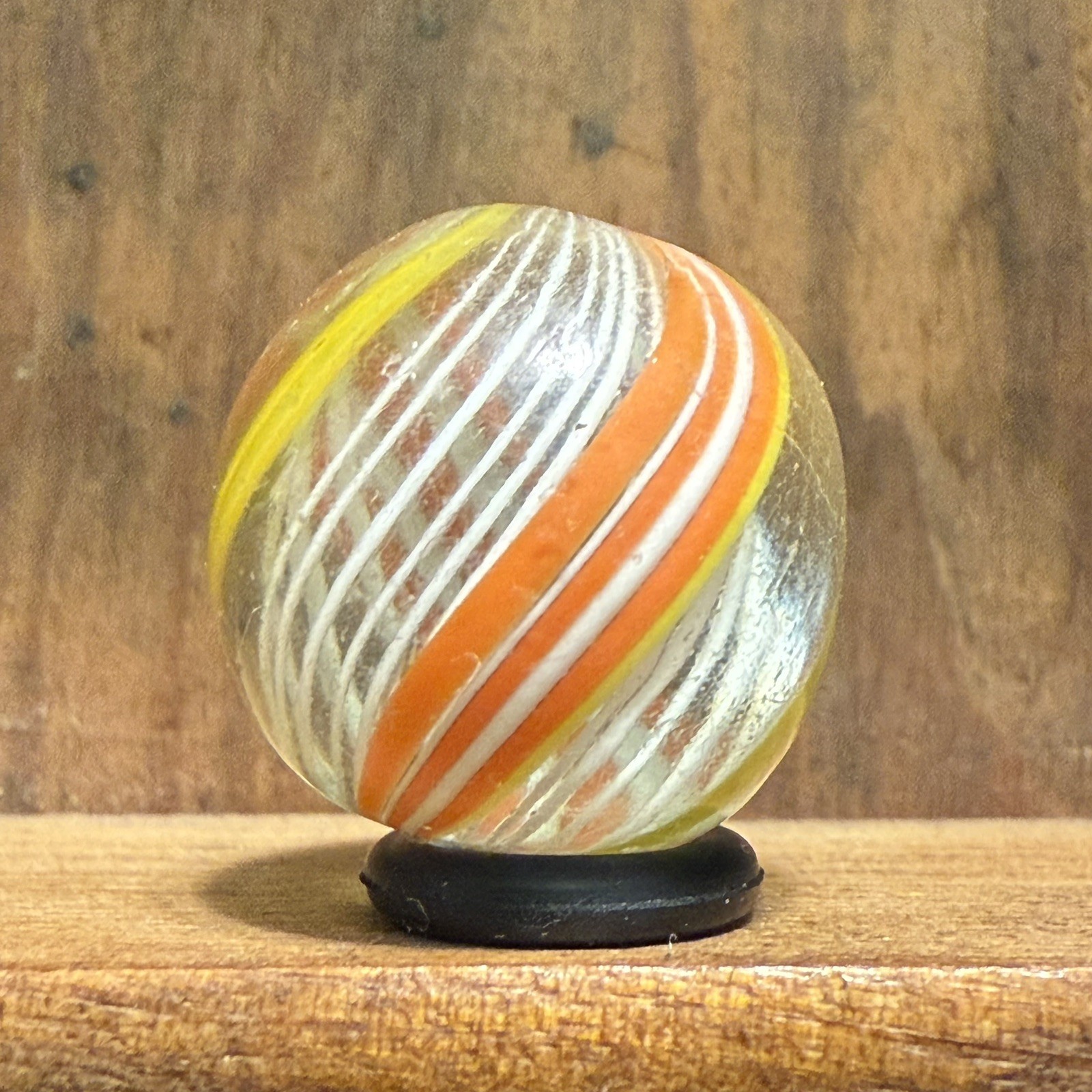 Antique German Handmade Latticinio Marble 21/32” Buffed/Polished | (206)