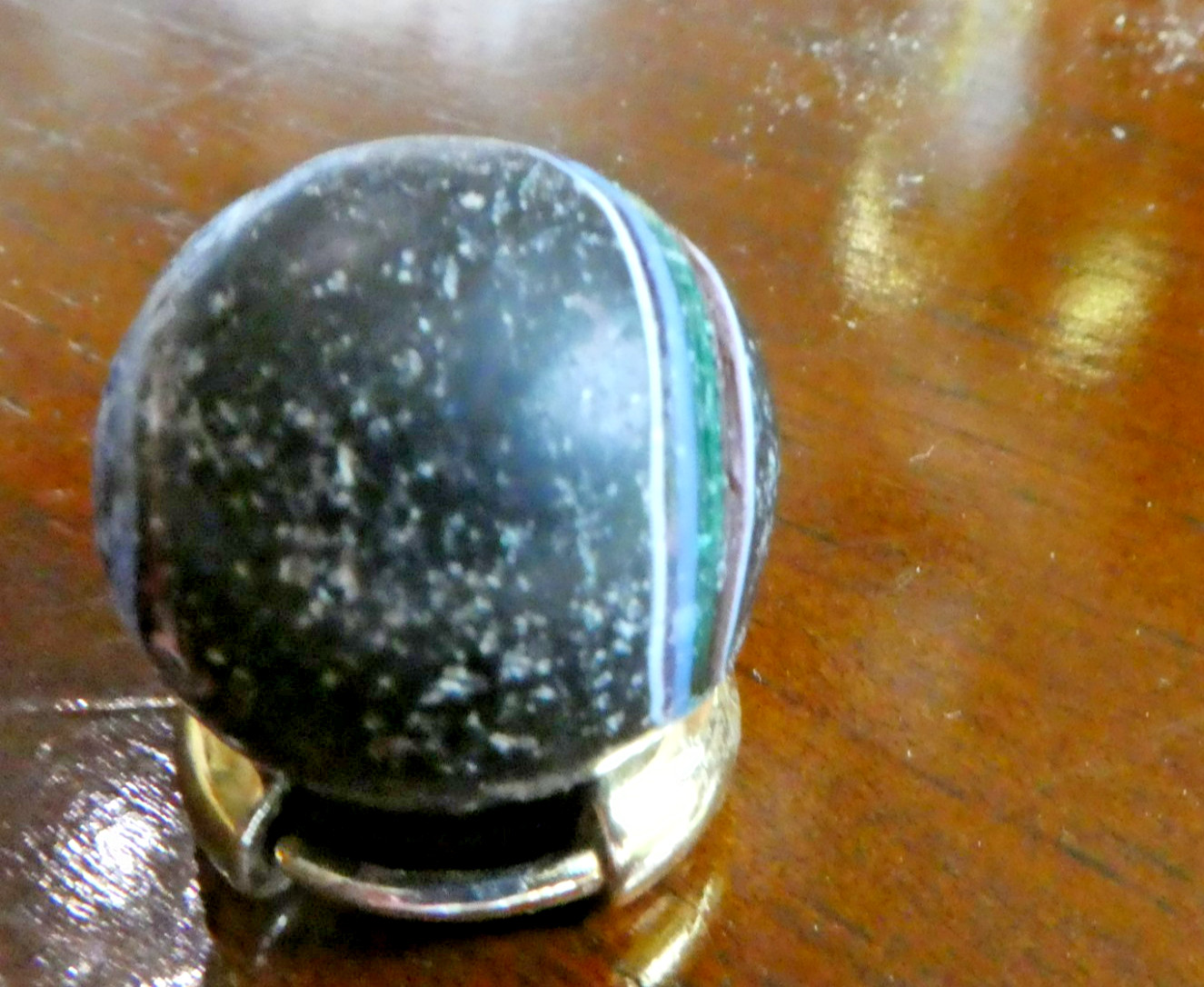 Antique German Handmade Indian Marble Black with Swirl designs