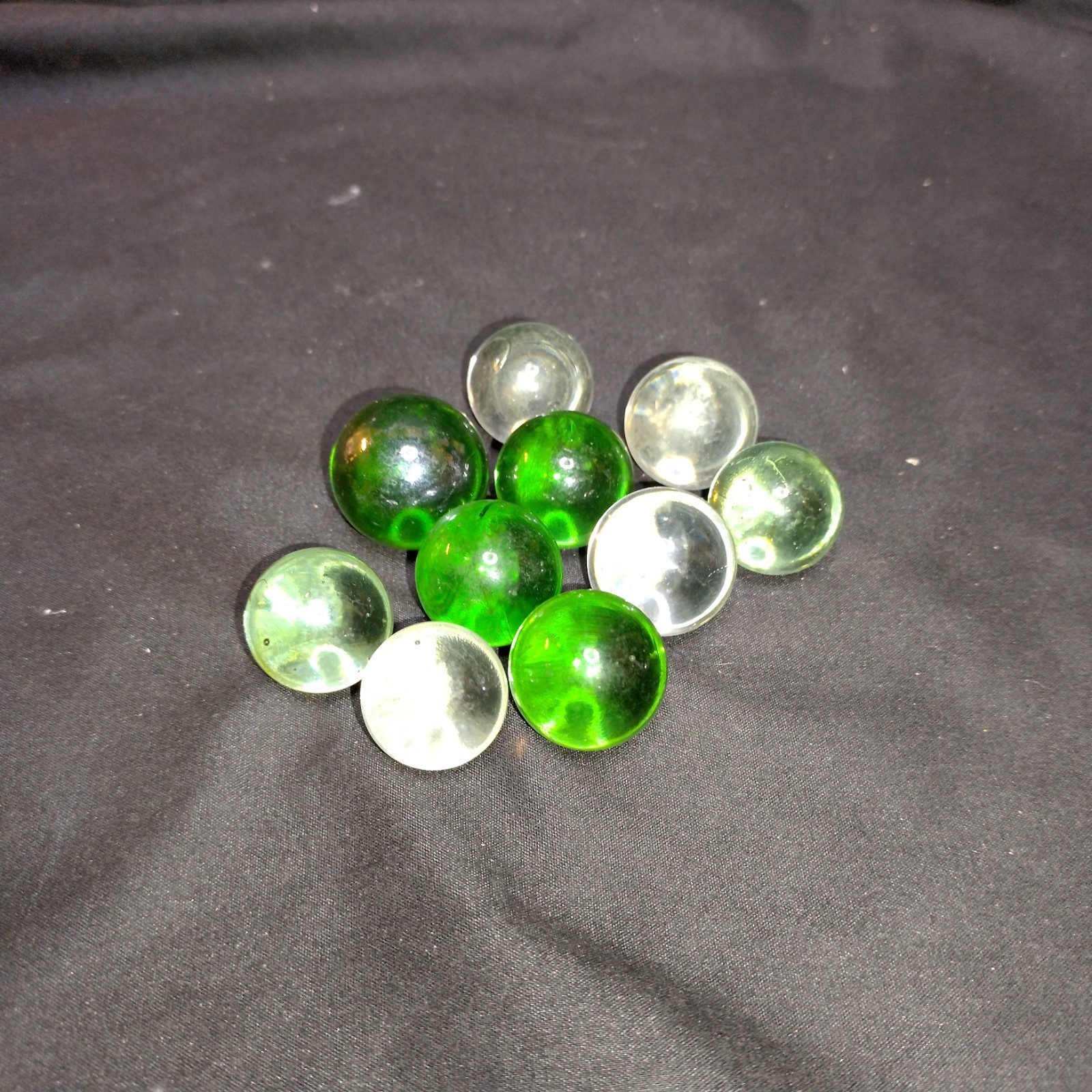 Vintage Green Clear Glass Marbles Shooters 20mm Lot of 10 Clearies