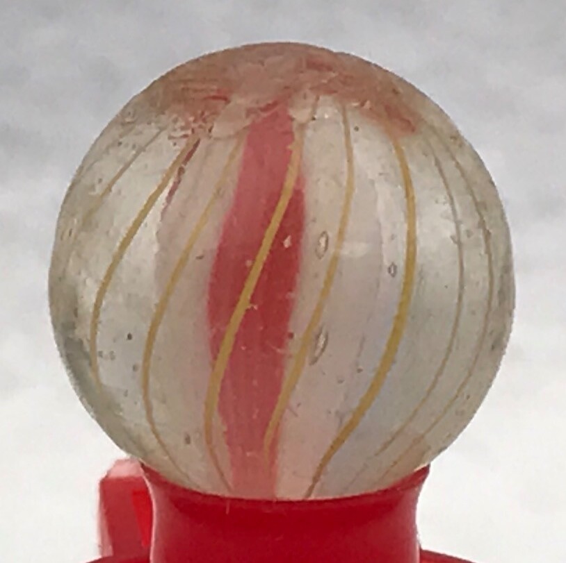 Tiny Caged Banded While Solid Core Marble 14mm (9/16”)