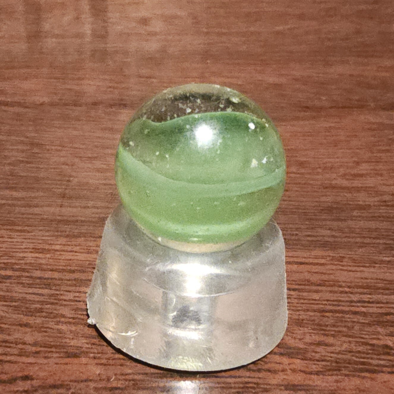 Vintage C. E. Bogard Hybrid Cats Eye Green In Clear .718″ Shooter Marble