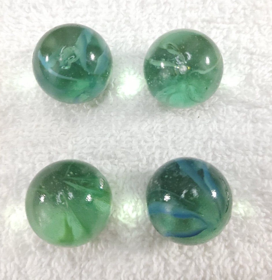 LOT OF 4 VINTAGE BEAUTIFUL BOULDER SHOOTER 1 1/8 CAT EYES MARBLES 1970S 1980S