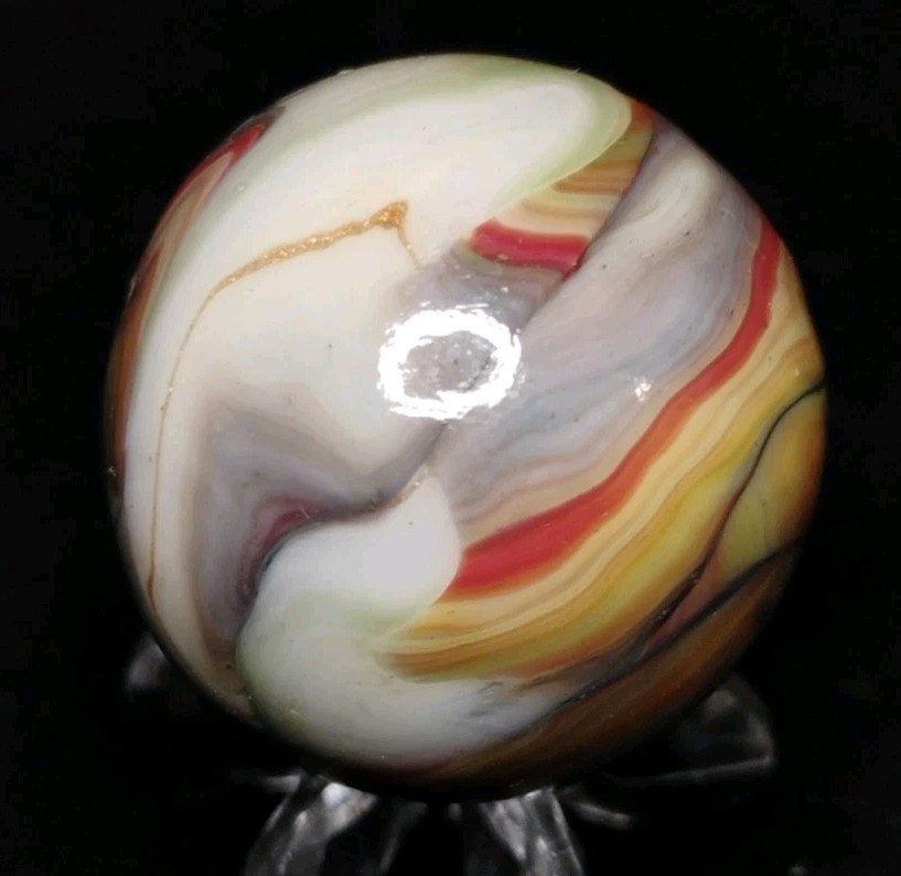 1.02″ UNIQUE JABO/D.A.S. MARBLES W/ GOLD LUTZ ROAD💥SWIRL TOYS NM+