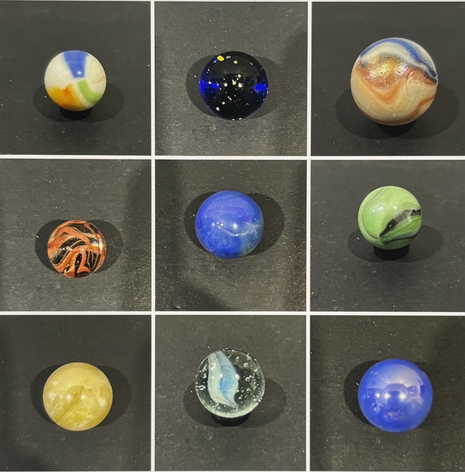 Lot Of 9 Medium Sized Marbles