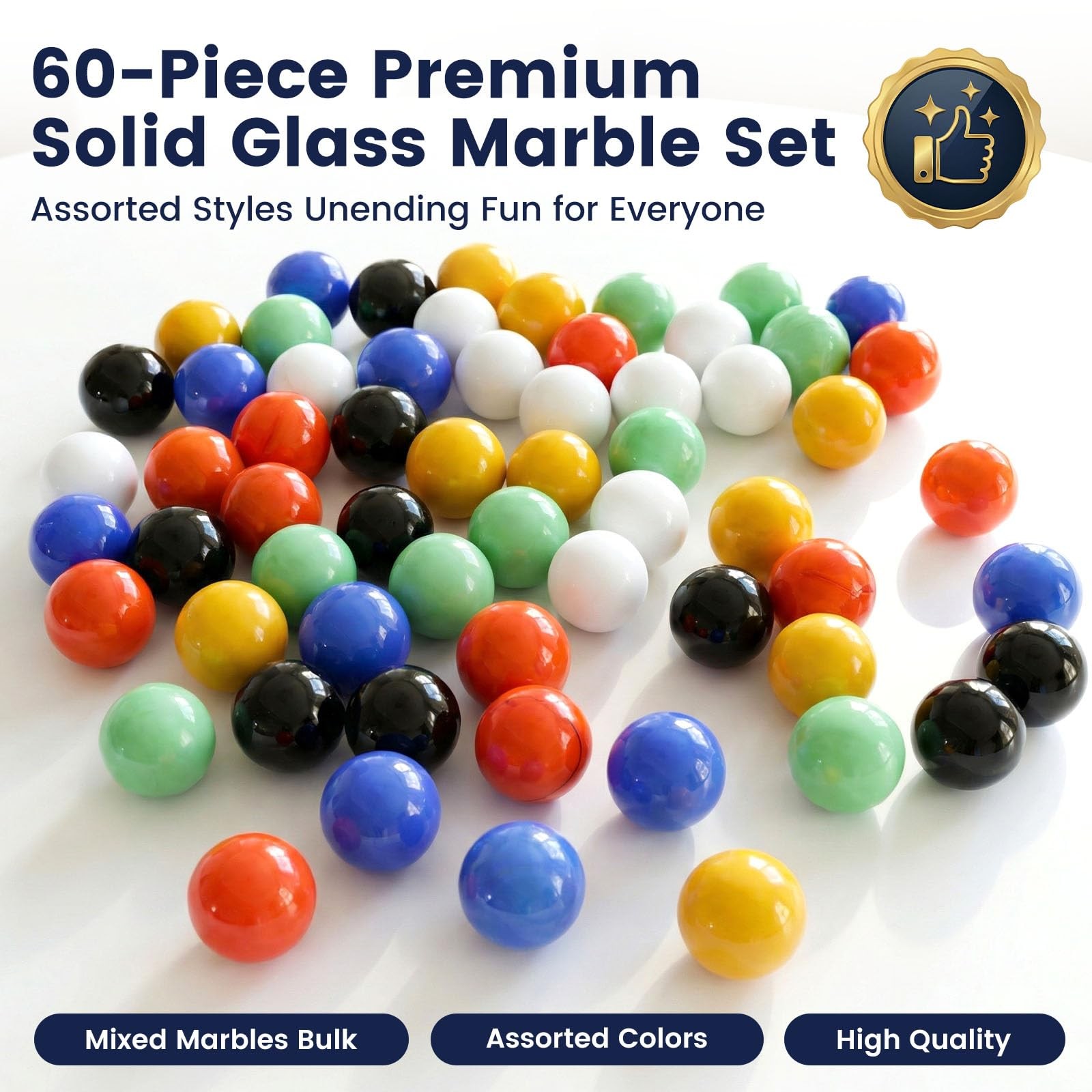 60PCS Glass Marbles Set, for Marble Board Game Chinese Checkers Board Game, 5/8I
