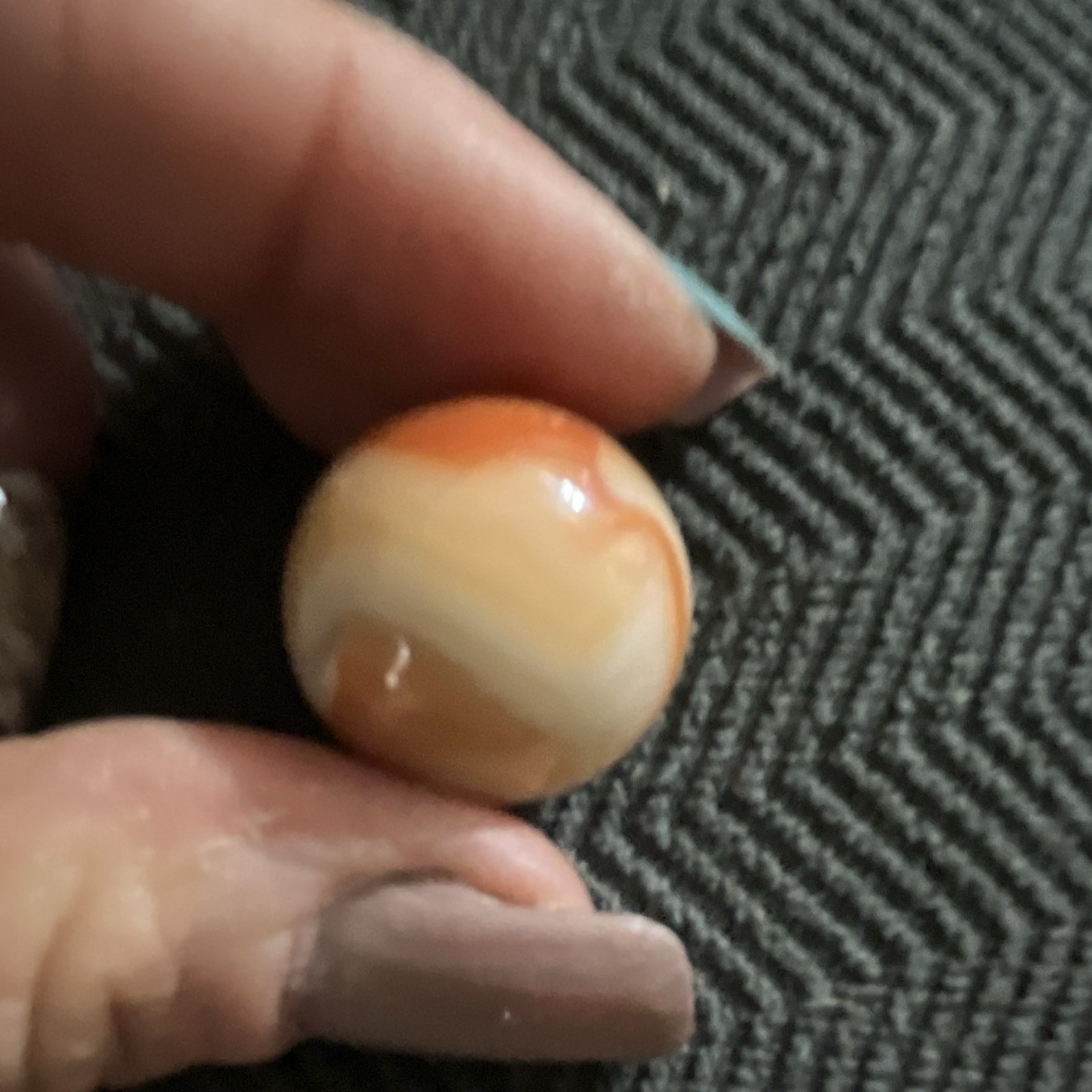 Orange & White Swirl Glass Toy Marble, Machine Made, Age 17 Years & Up