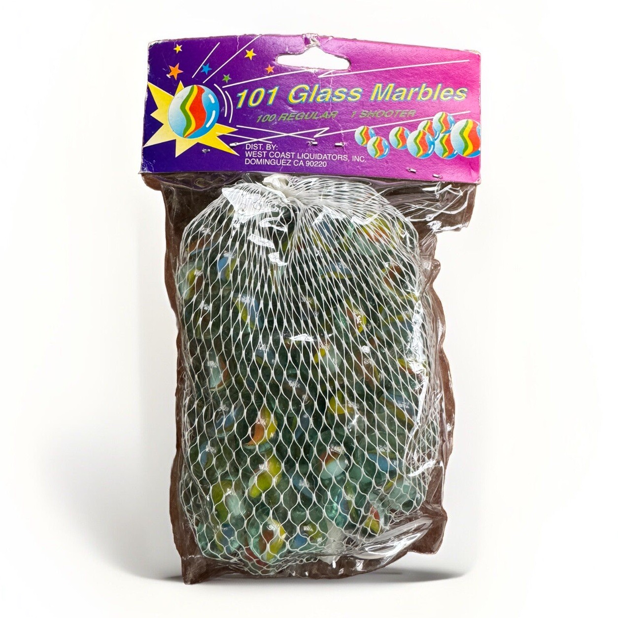 100 BLUE/GREEN GLASS MARBLES 1 Shooter Lot Set New In Bag