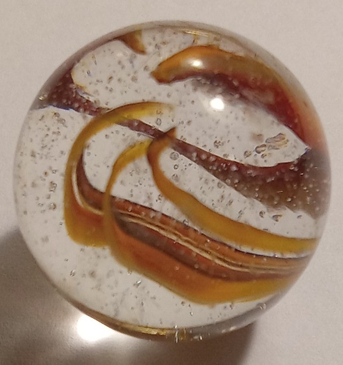 Old Vitro Hybrid Caged Cats Eye Catseye 6 Ribbon Vein Shooter Marble .87 AMAZING