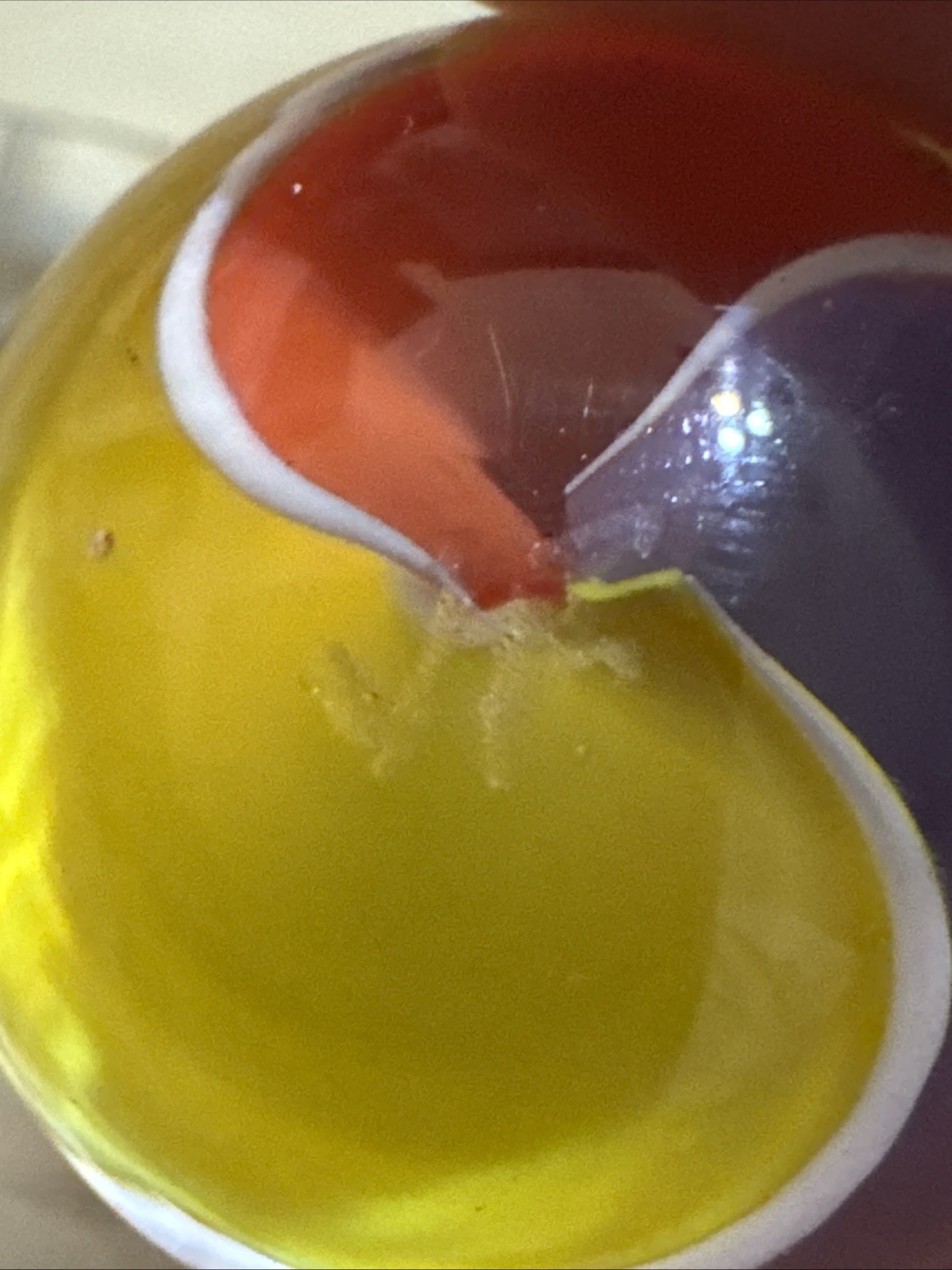Multicolor Ribbon Core Marble Signed J.F. – Jody Fine or Fritz Possibly.
