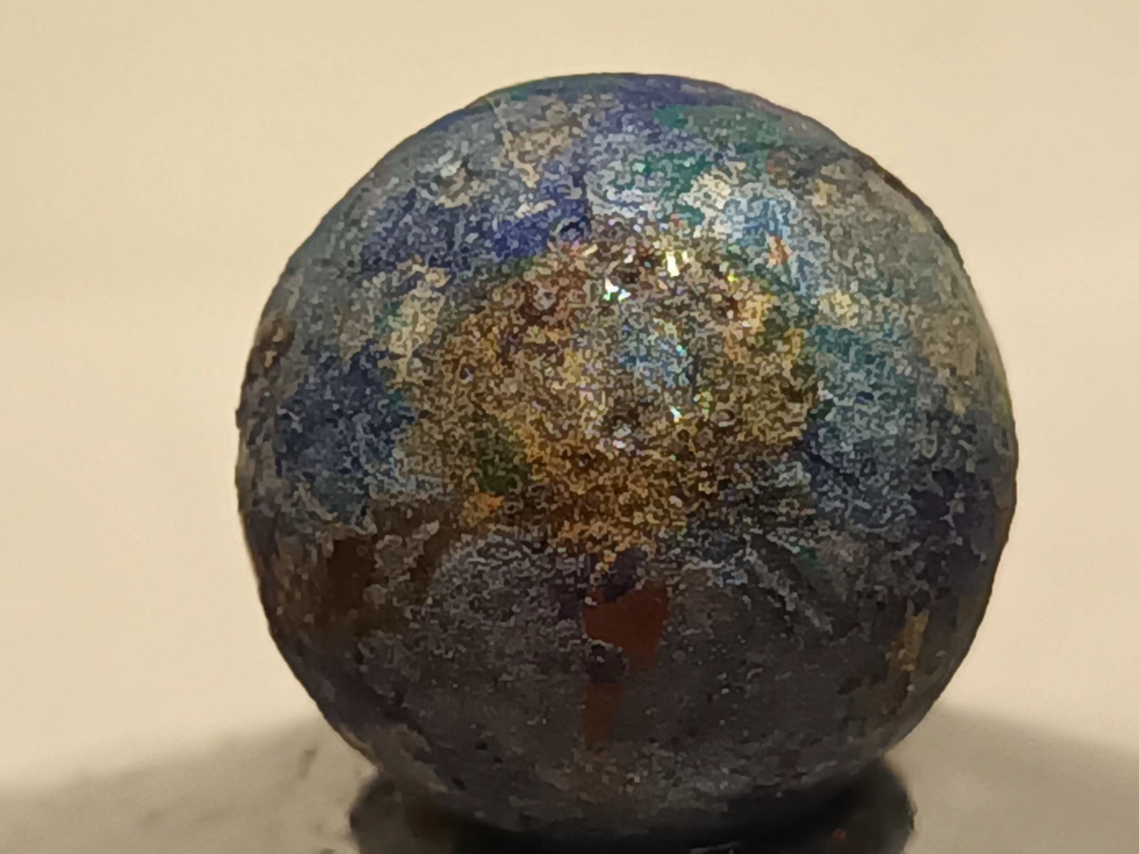 Cool Aqua Blue Planet Themed Design Collectible Handmade Hand Painted Art Marble