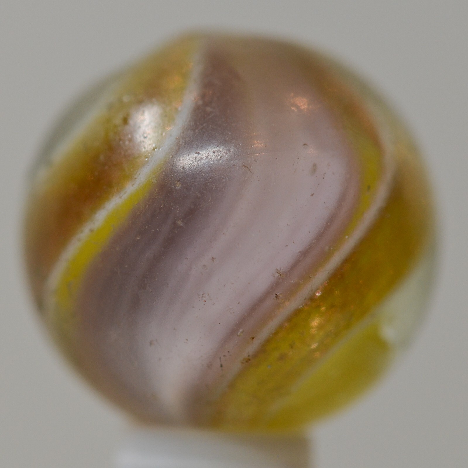 Handmade Aqua Purple Ribbon Lutz Marble, 11/16 in, Near Mint-, Germany, S1456