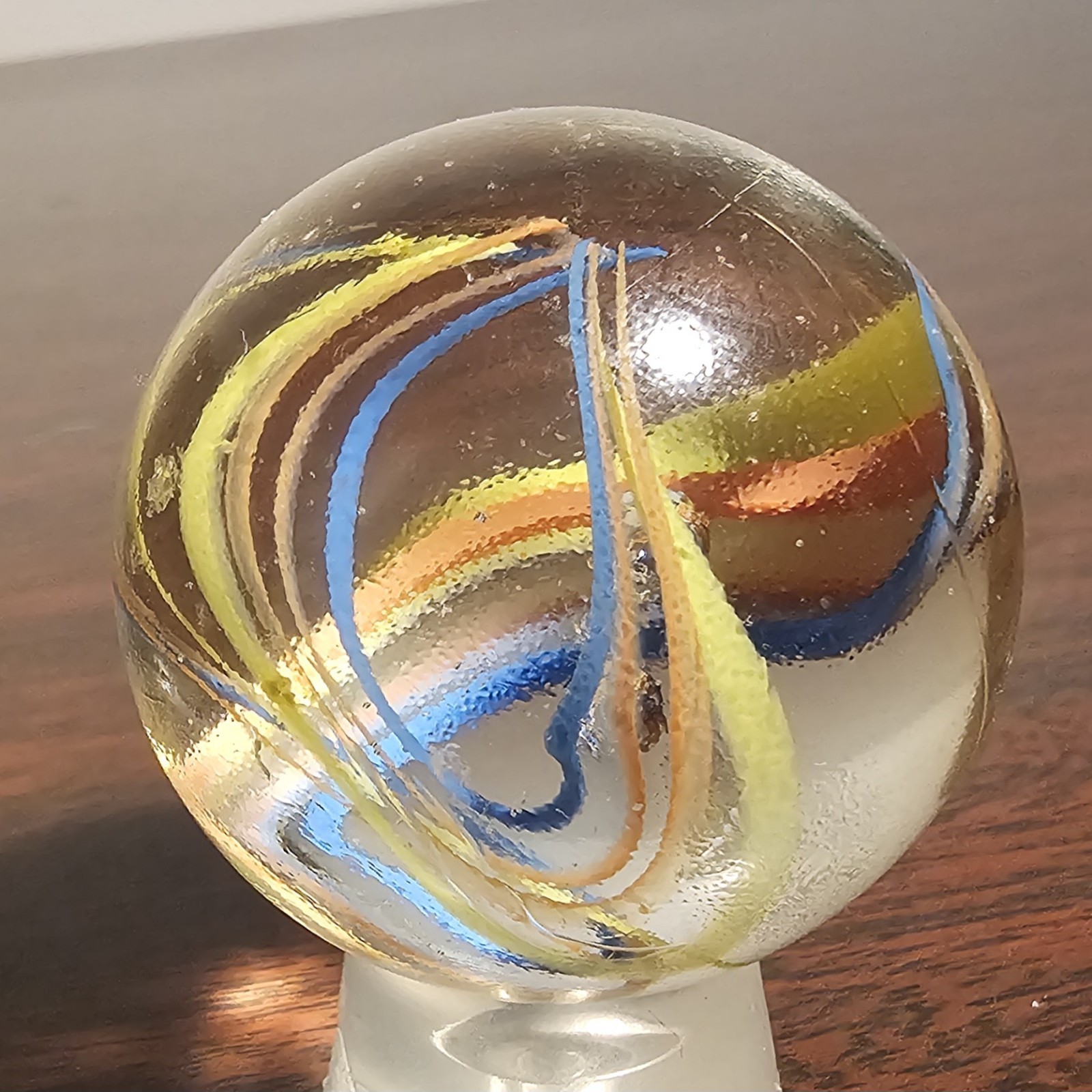 Vacor Fiesta de Mexico Glass 1.59″ Divided Ribbon Shooter Marble heavy wear