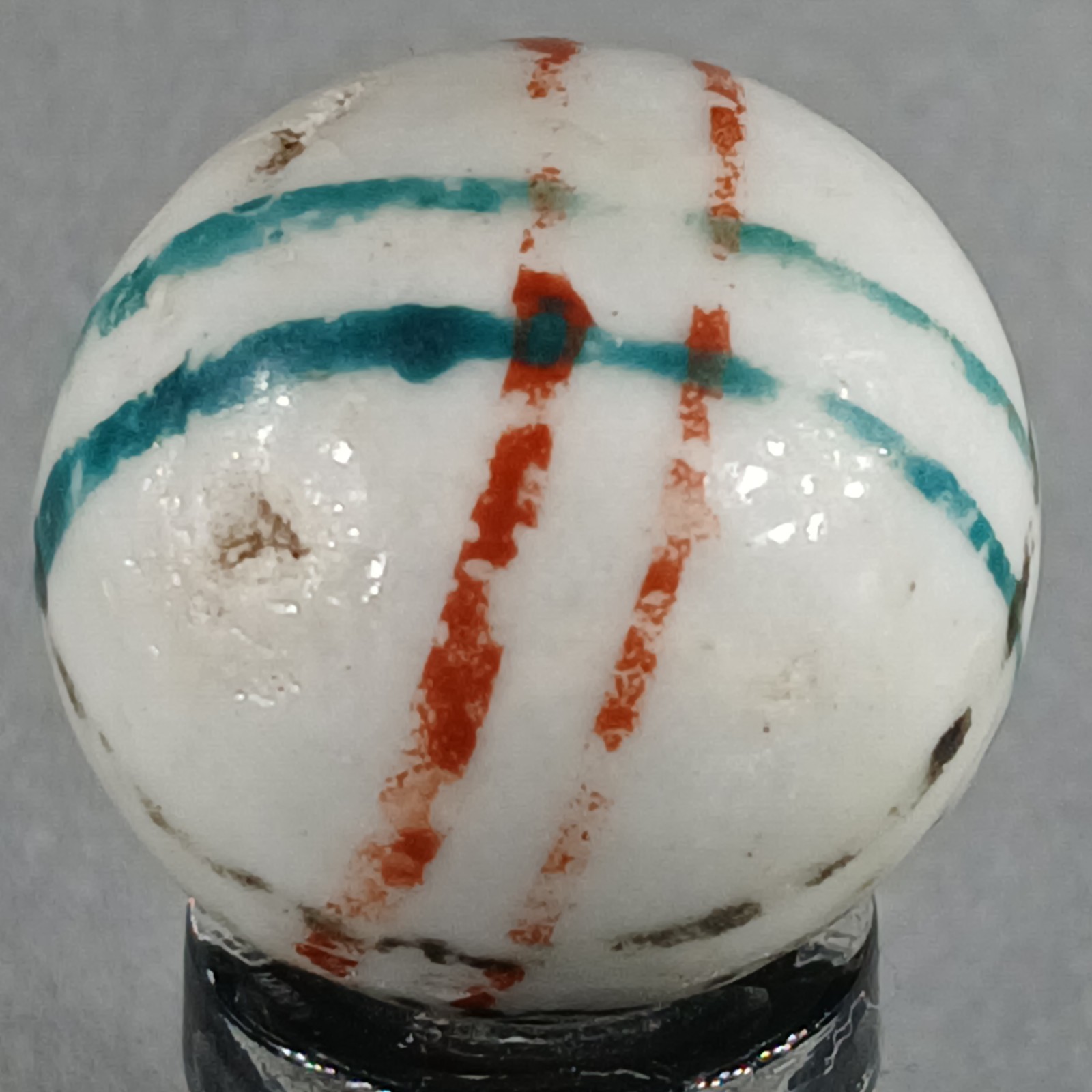 Vintage German Handmade China Glazed Lined Marble .67 Inches NM Condition